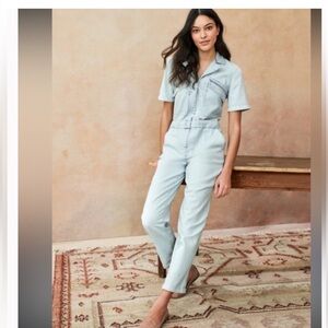 Faherty Blythe Organic Cotton Denim Jumpsuit XS Utility Workwear